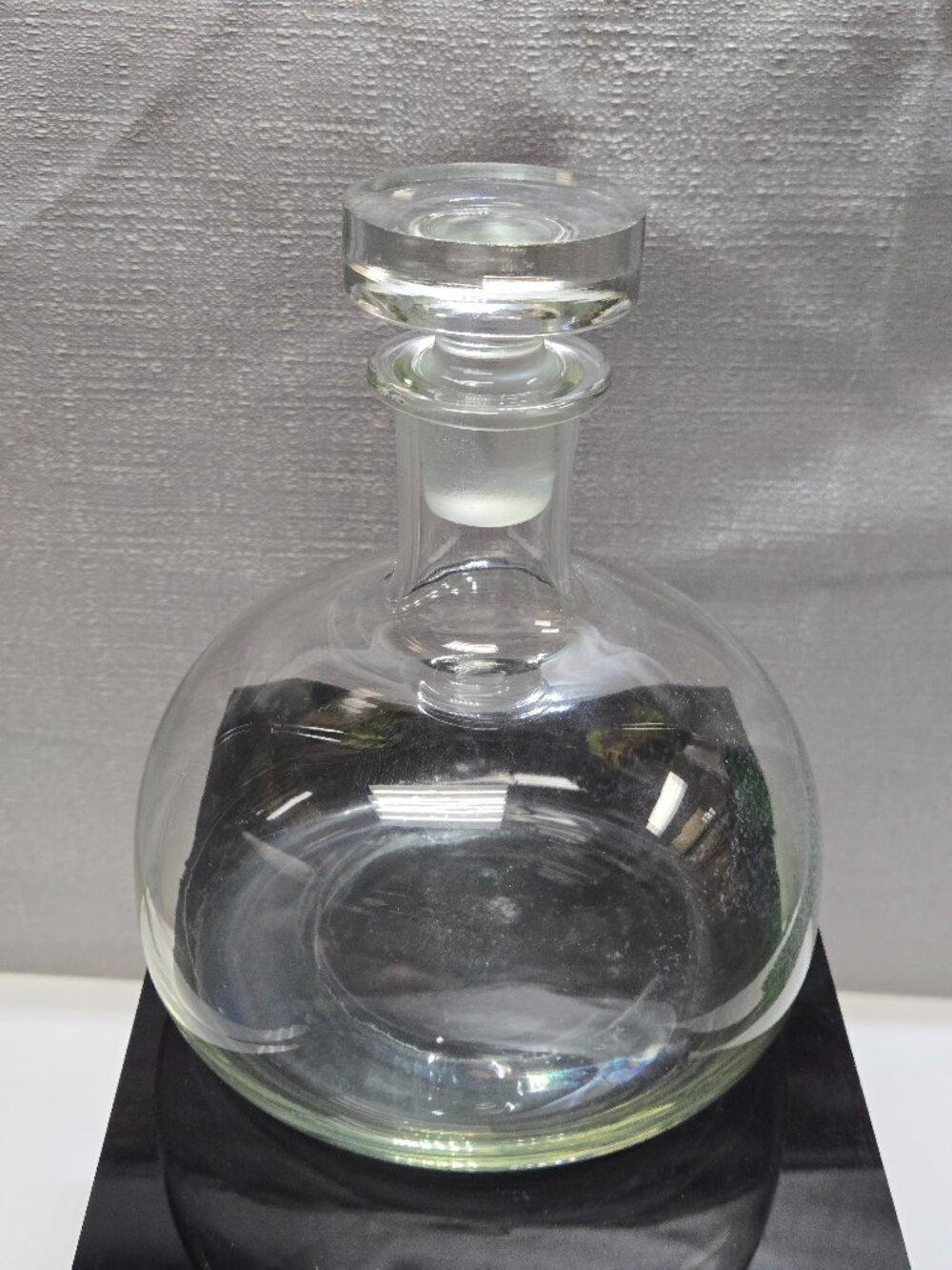 Vintage MCM Hand Blown Clear Glass Decanter with Stopper
